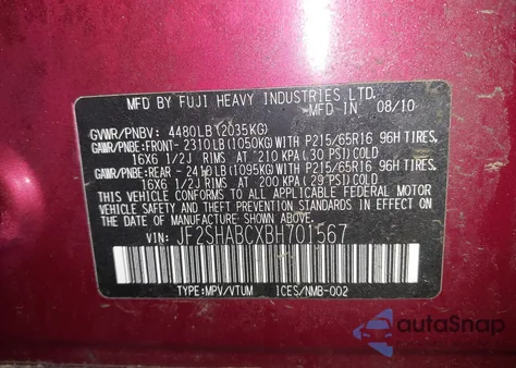 2011 Subaru Forester 2.5X z USA, uszkodzony, nr VIN JF2SHABCXBH701567